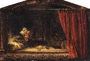 REMBRANDT Harmenszoon van Rijn The Holy Family with a Curtain oil on canvas